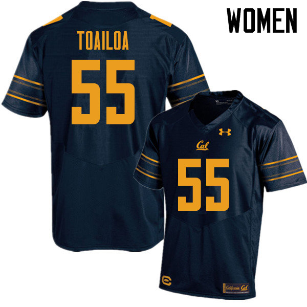 Women #55 Lone Toailoa Cal Bears UA College Football Jerseys Sale-Navy